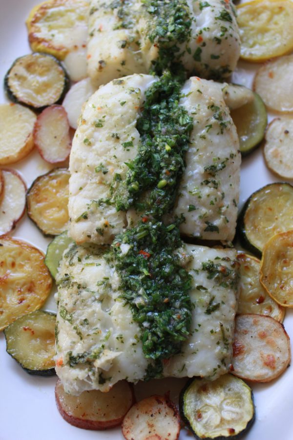 Sheet Pan Chimichurri Cod with Potatoes and Squash Recipe | The Nosher