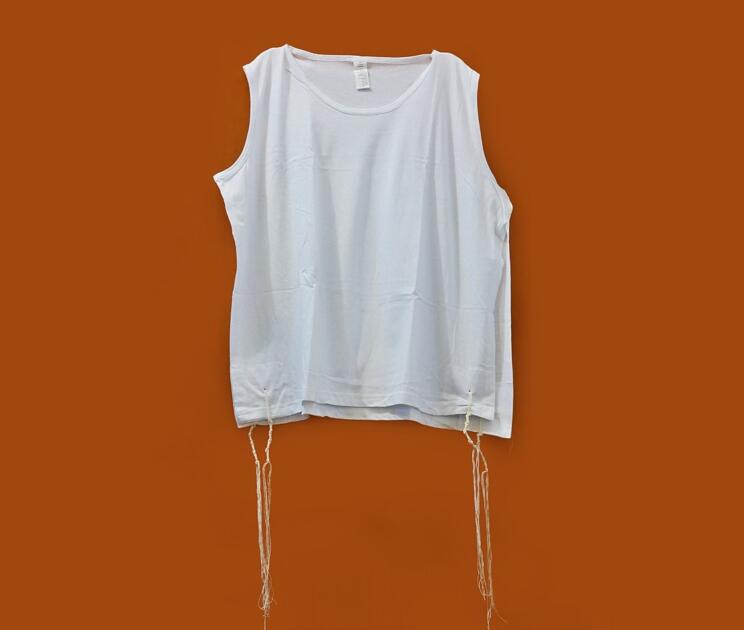 T-Shirt with Tzitzit Attached Adult Size - White