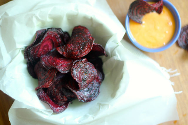 Beet Chips with Spicy Honey Mayo The Nosher