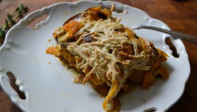 sweet potato and swiss chard gratin