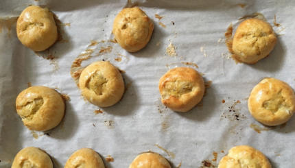 knish on parchment paper