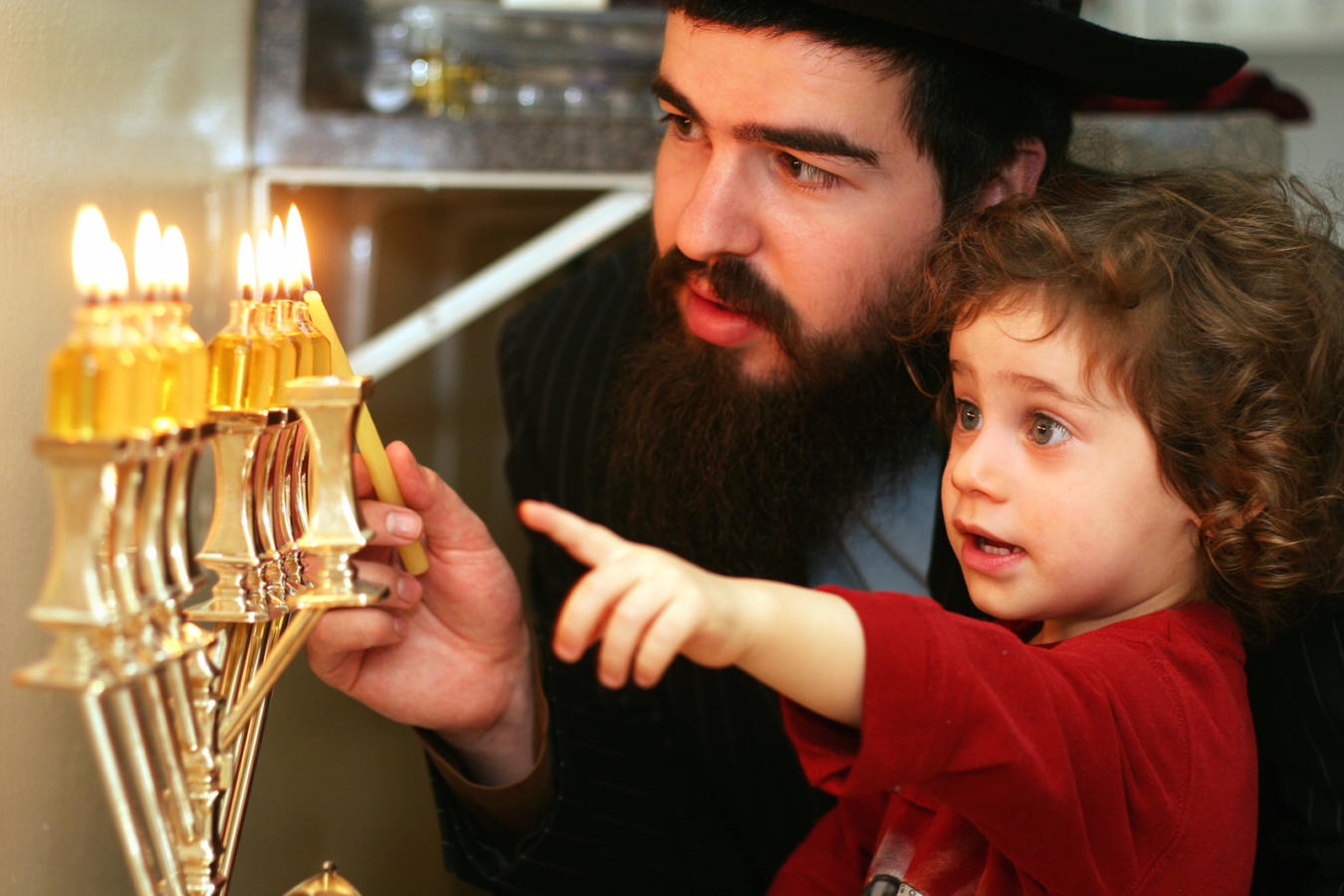 father child menorah