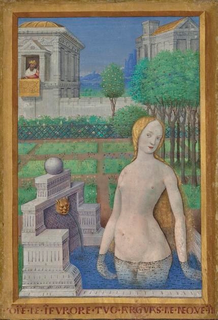 Painting of David spying on Bathsheba.