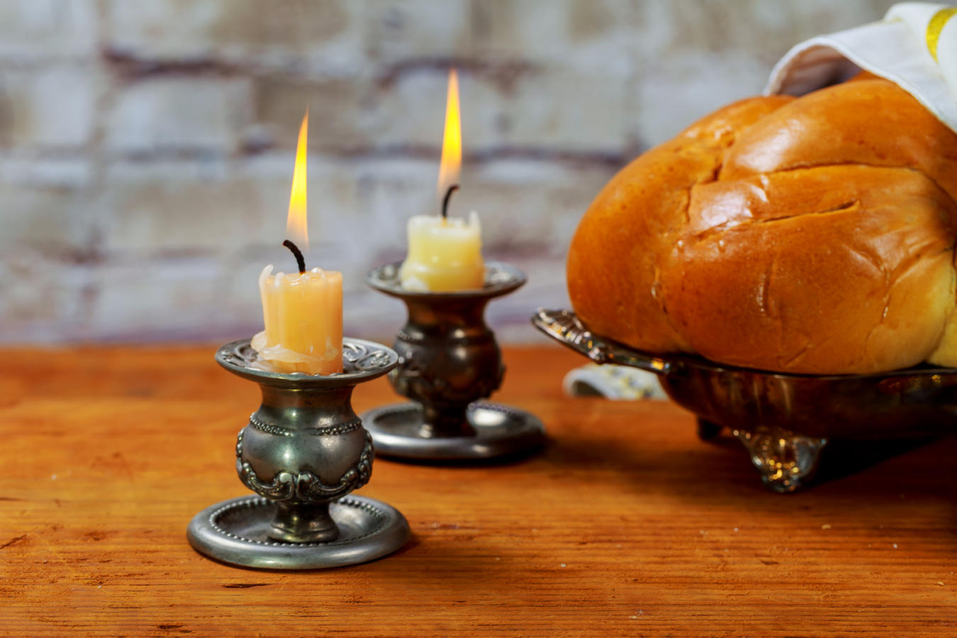 Shabbat Shalom - Traditional Jewish ritual challah bread,