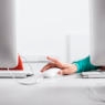 Girl using computer at desk