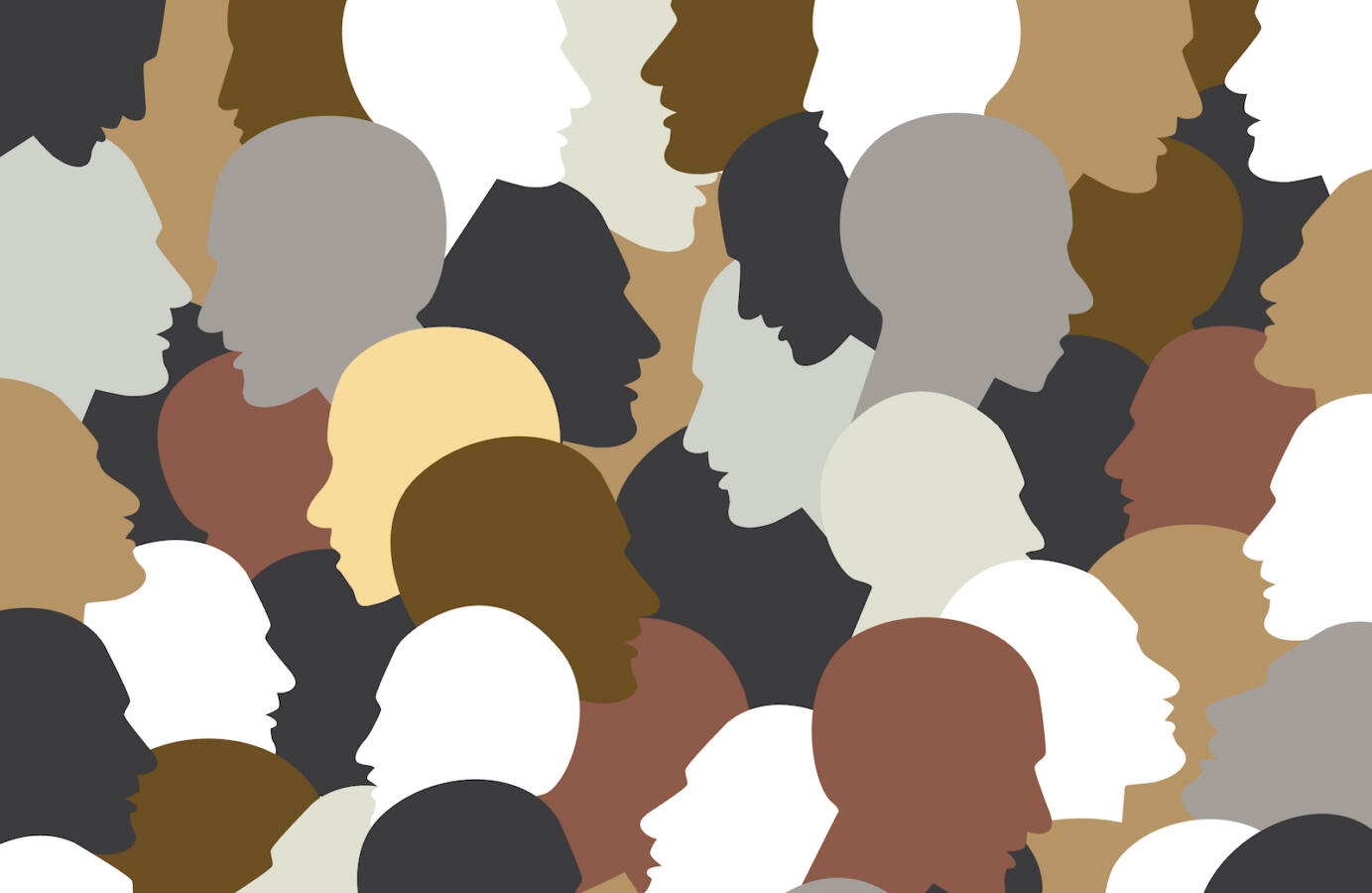 People profile heads. Vector background pattern.