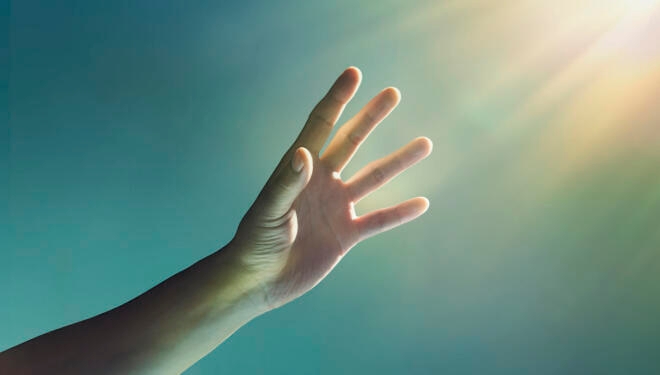 hand, reaching, glowing, light, glow, finger, fingers, blue, yellow, studio, studio background