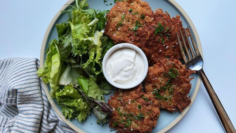 latkes with falafel mix