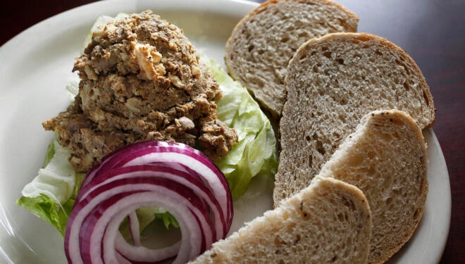 Chopped liver from Miller's East Coast Deli in San Francisco, Calif., on Friday, September 4, 2015. Postmates will be delivering food from Miller's East Coast Deli for the jewish holidays.