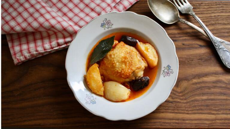 Bukharian chicken and potatoes, kov roghan, is a Central Asian one-pot savory, succulent braise.