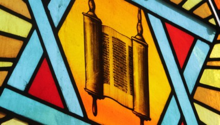 Stained Glass with Torah Scroll